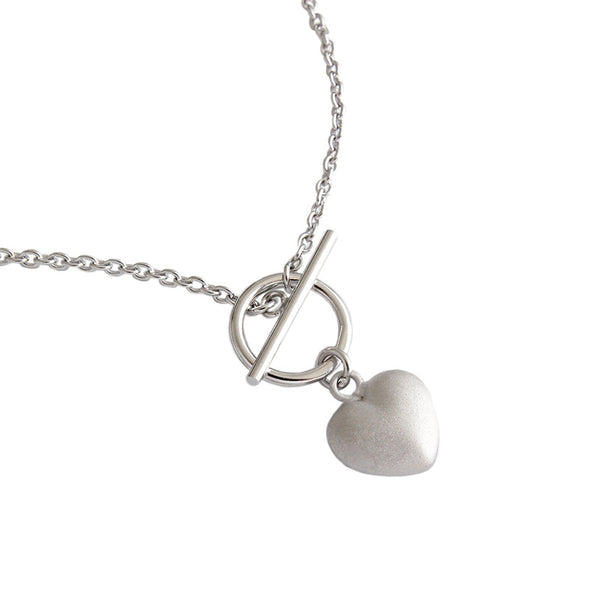 Lovcia 925 Sterling Silver Necklace Heart Pendant 11mm-Necklaces-Rhodium-Rhodium