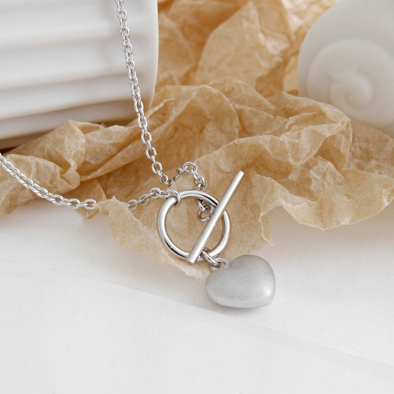 Lovcia 925 Sterling Silver Necklace Heart Pendant 11mm-Necklaces-Rhodium-Rhodium