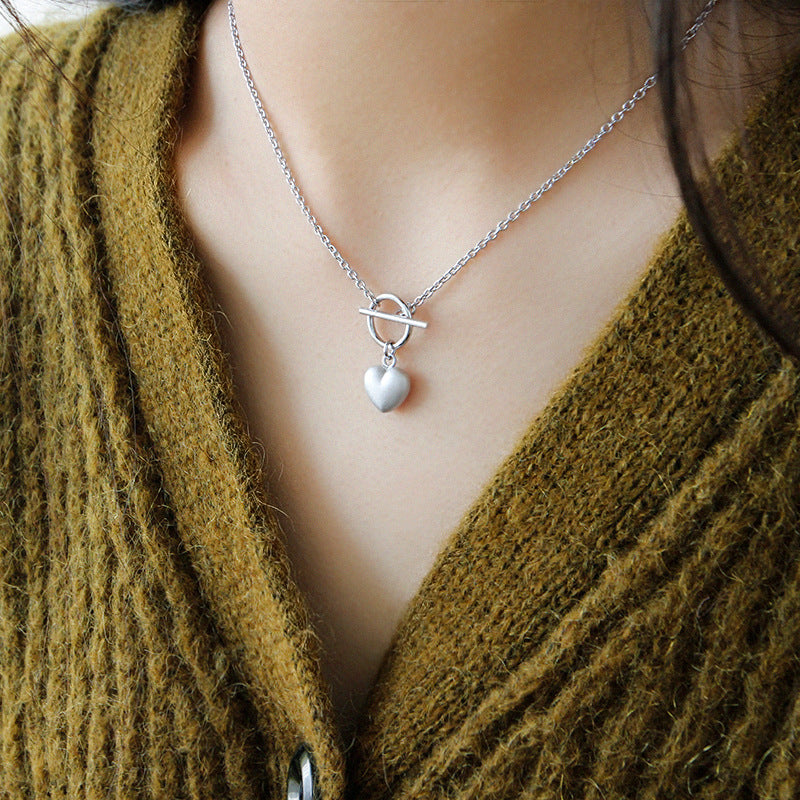 Lovcia 925 Sterling Silver Necklace Heart Pendant 11mm-Necklaces-Rhodium-Rhodium