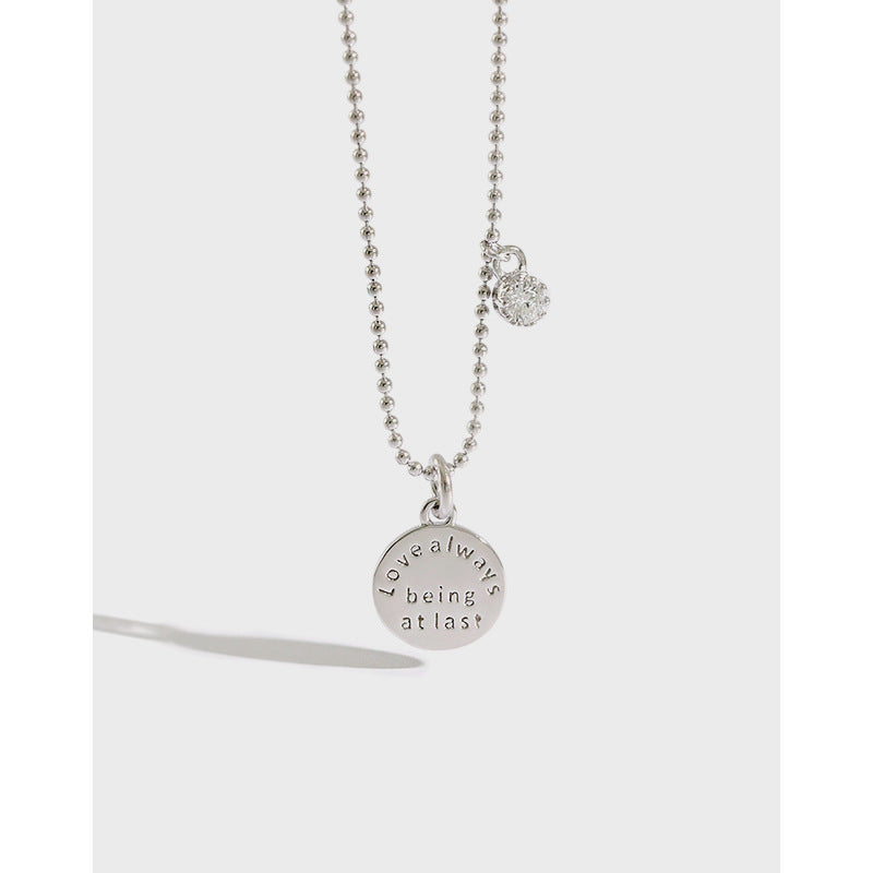 Lovcia 925 Sterling Silver Necklace Love Always 10mm-Necklaces-Rhodium-
