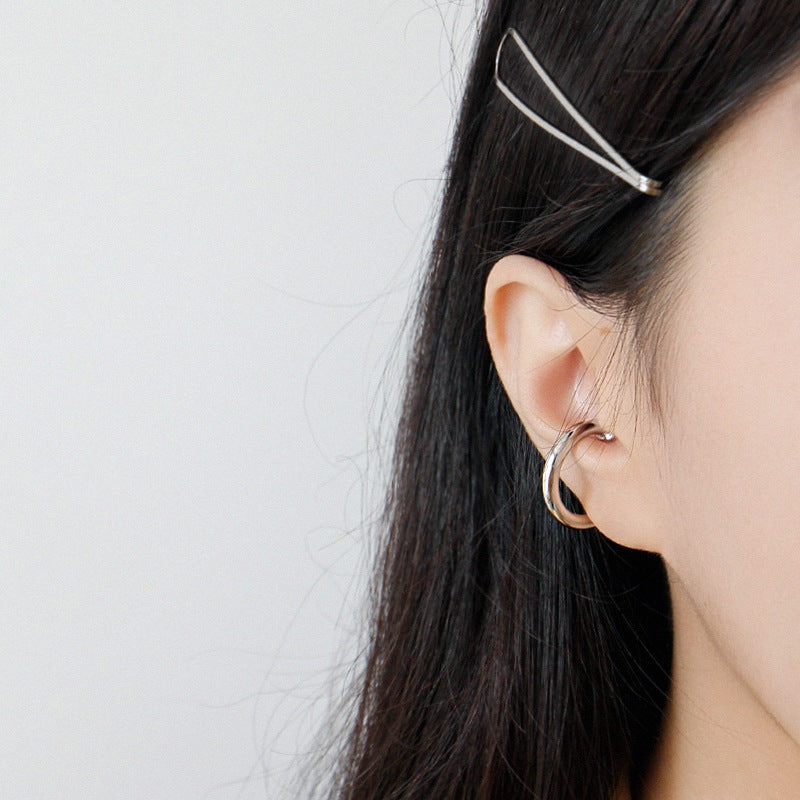 Lovcia 925 Sterling Silver Non Pierced Circle Earring 16mm-Earrings-Rhodium-