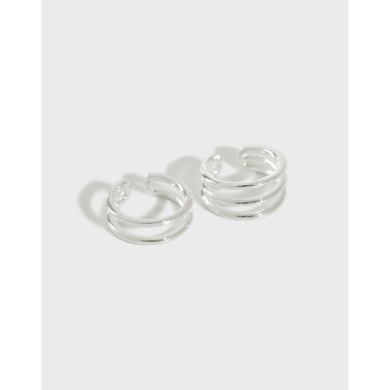 Lovcia 925 Sterling Silver Non Pierced Earring Single-Earrings-Triple Layer Earrings-