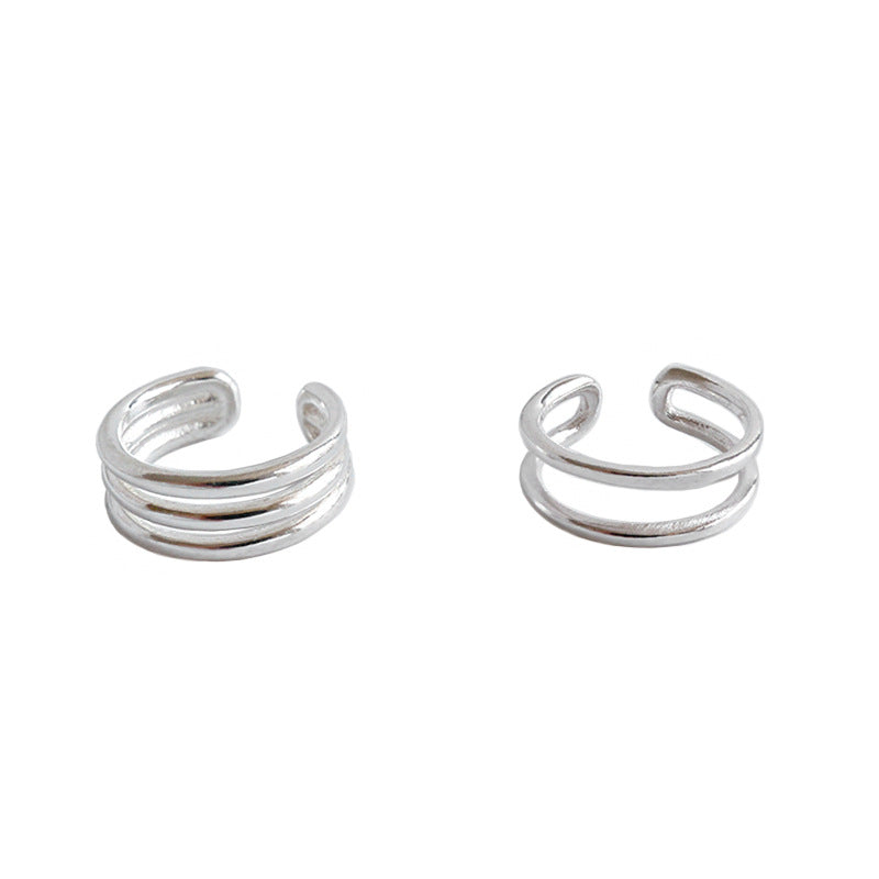Lovcia 925 Sterling Silver Non Pierced Earring Single-Earrings-Triple Layer Earrings-