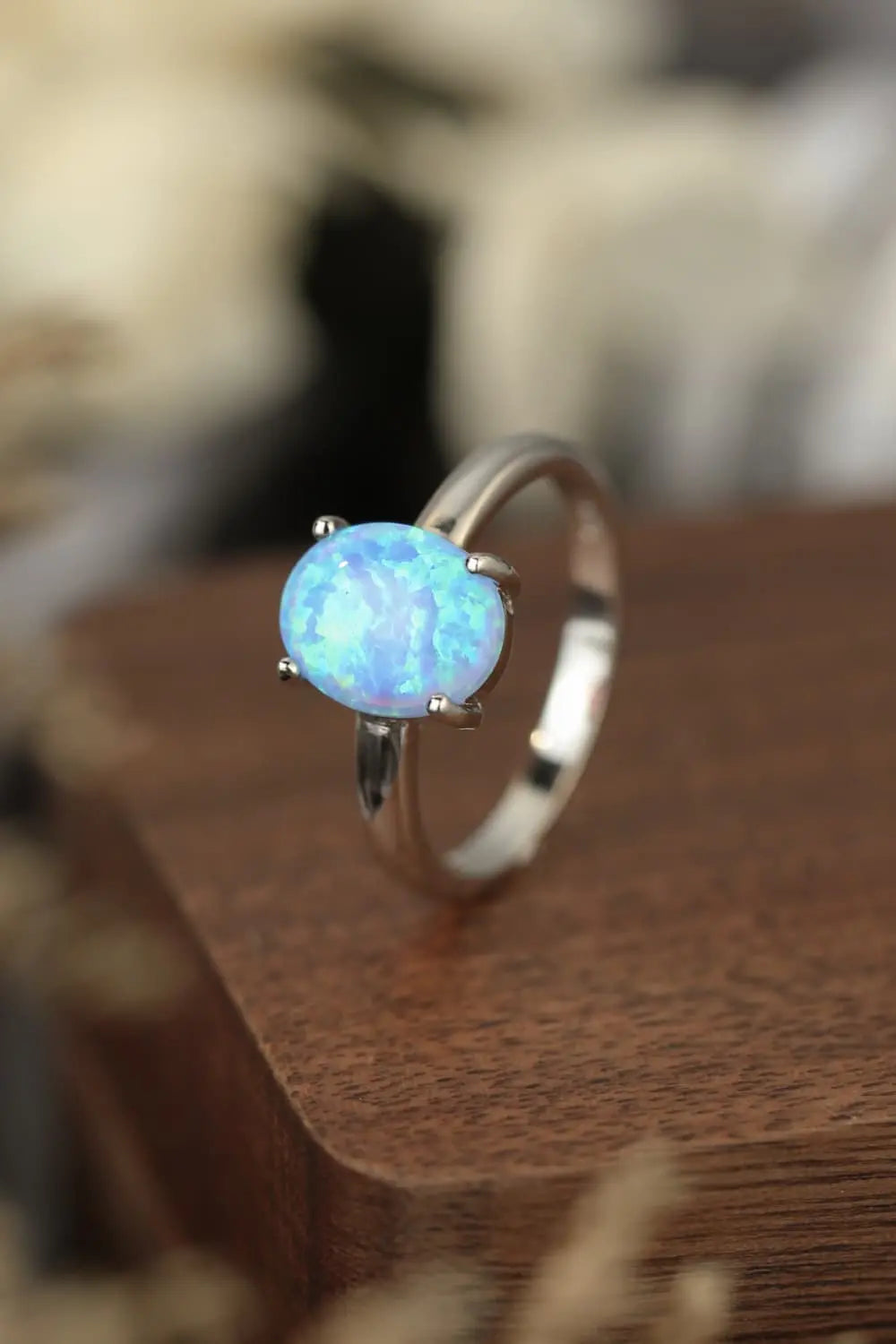 Lovcia 925 Sterling Silver Opal Solitaire Ring-Rings-Sky Blue-6-Sky Blue