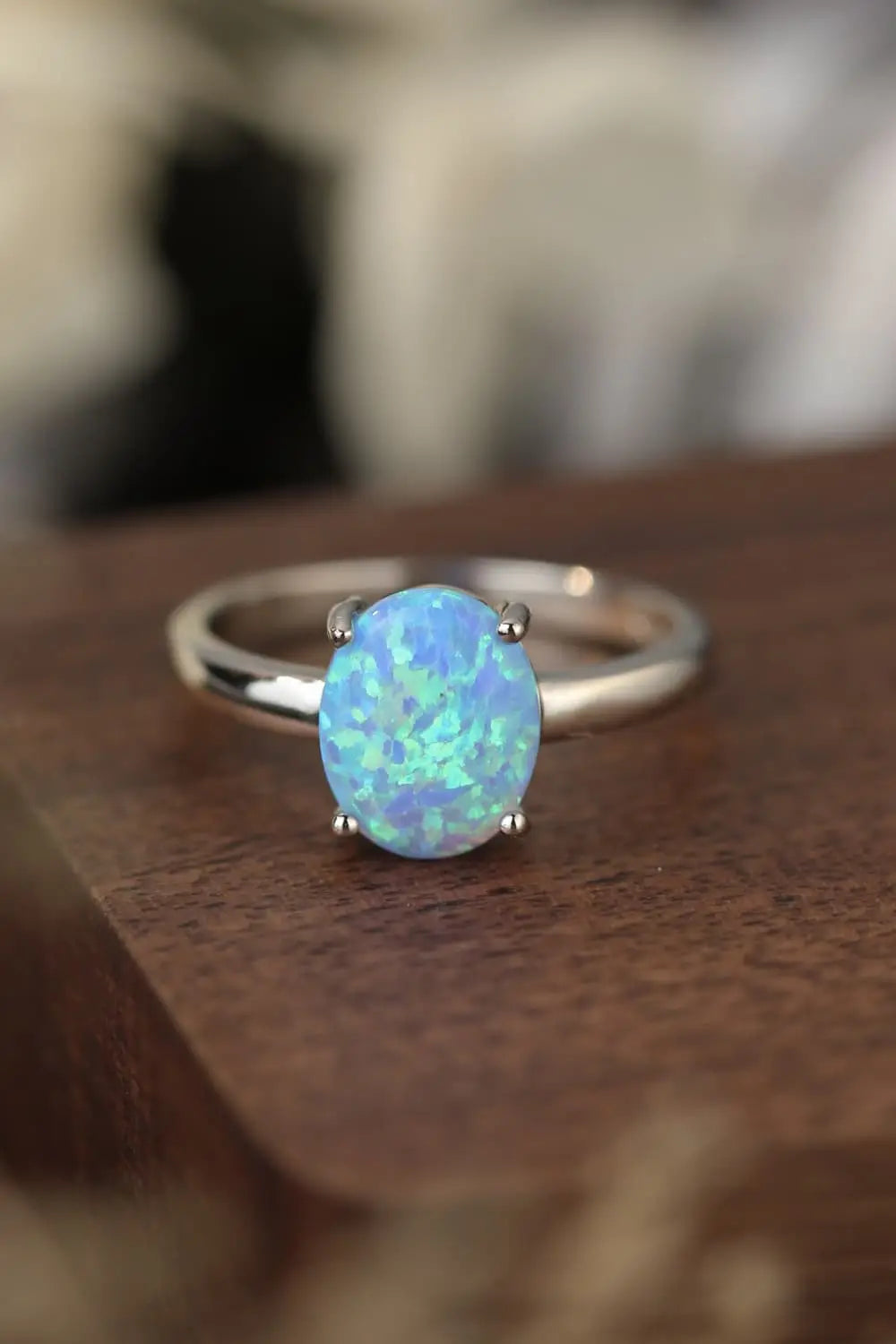 Lovcia 925 Sterling Silver Opal Solitaire Ring-Rings-Sky Blue-6-Sky Blue