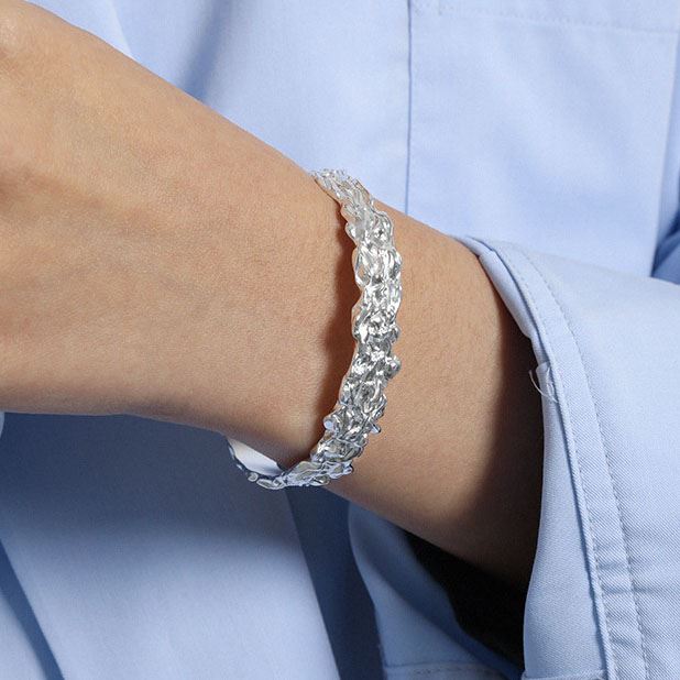 Lovcia 925 Sterling Silver Open Bangle 60mm 11.7mm-Bracelets-