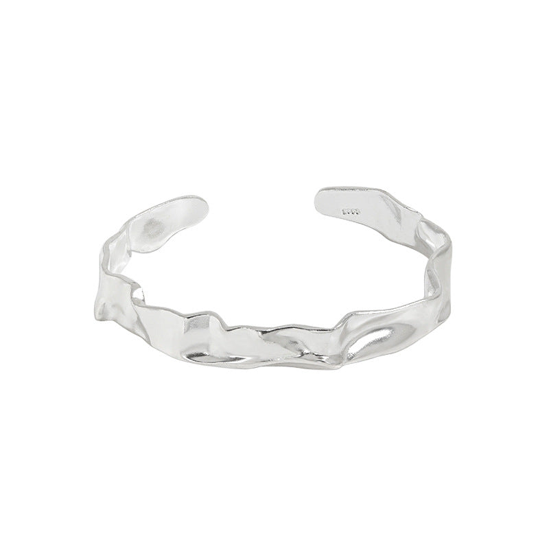 Lovcia 925 Sterling Silver Open Bangle Adjustable Size-Bracelets-No Plating-No Plating