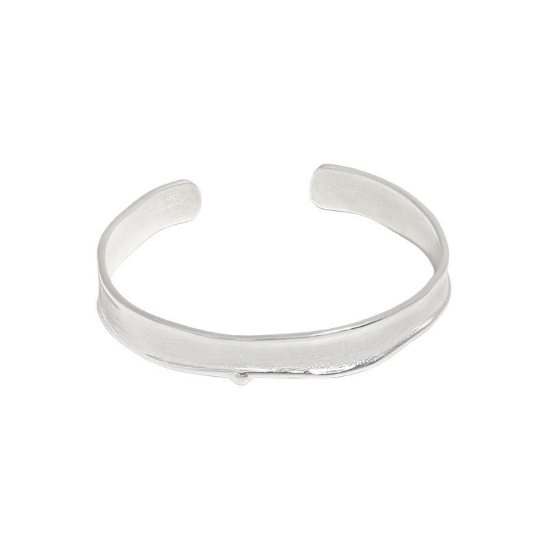 Lovcia 925 Sterling Silver Open Bangle Irregular 58mm 10mm-Bracelets-