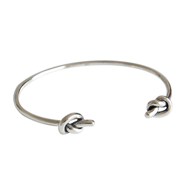 Lovcia 925 Sterling Silver Open Bangle Two Knot Bracelet-Bracelets-Vintage-Vintage