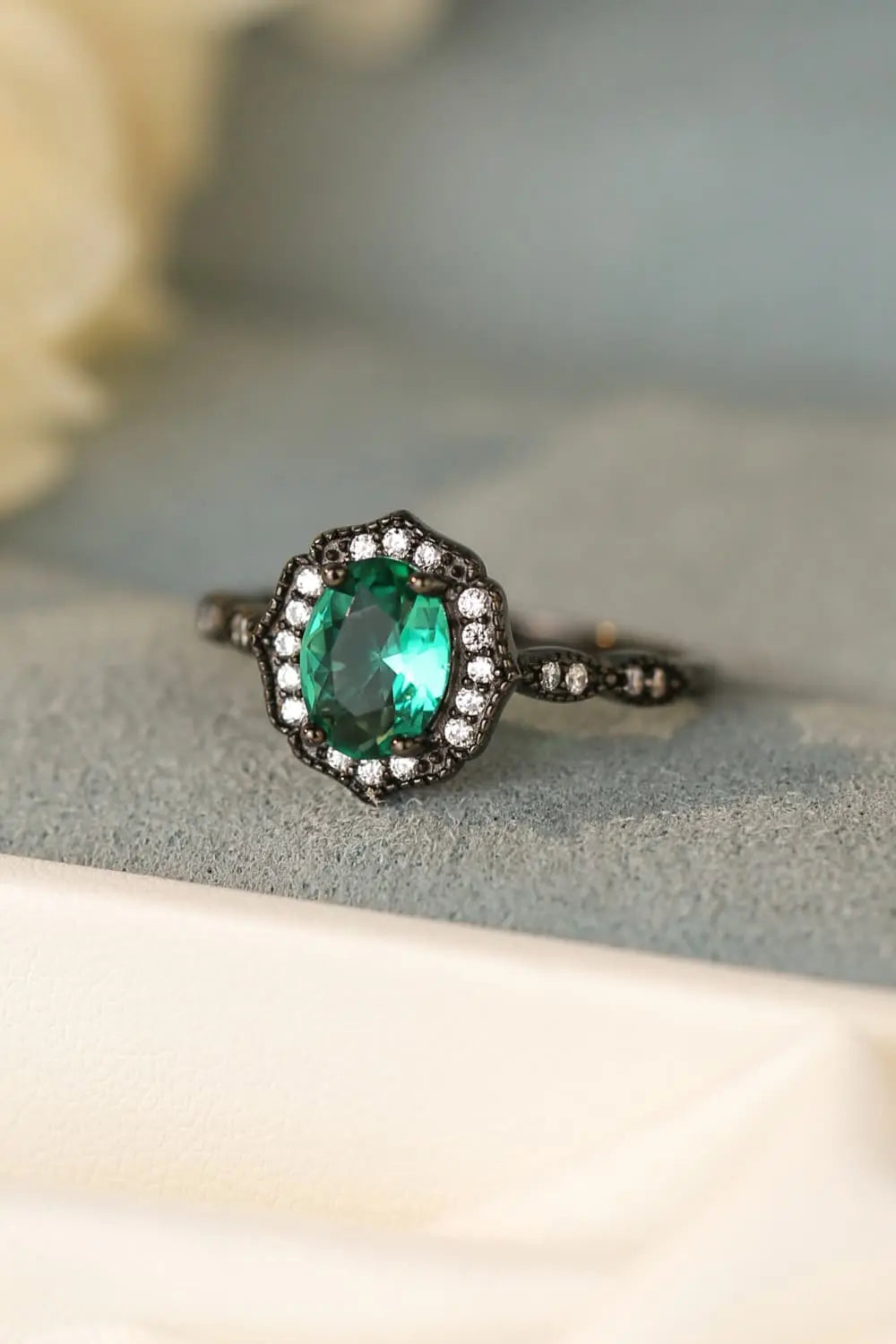 Lovcia 925 Sterling Silver Paraiba Blue Zircon 4-Prong Ring-Rings-Black-5-Black