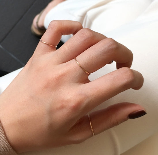 Lovcia 925 Sterling Silver Pinky Ring Thin 1.2mm Gold-Rings-Us 2.5-Rose Gold-Us 2.5