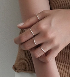Lovcia 925 Sterling Silver Pinky Ring Thin 1.2mm Gold-Rings-Us 3.5-Silver-Us 3.5