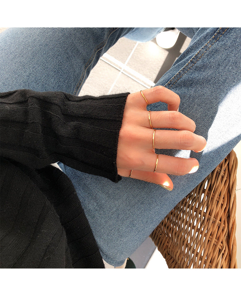 Lovcia 925 Sterling Silver Pinky Ring Thin 1.2mm Gold-Rings-Us 6-Gold-Us 6