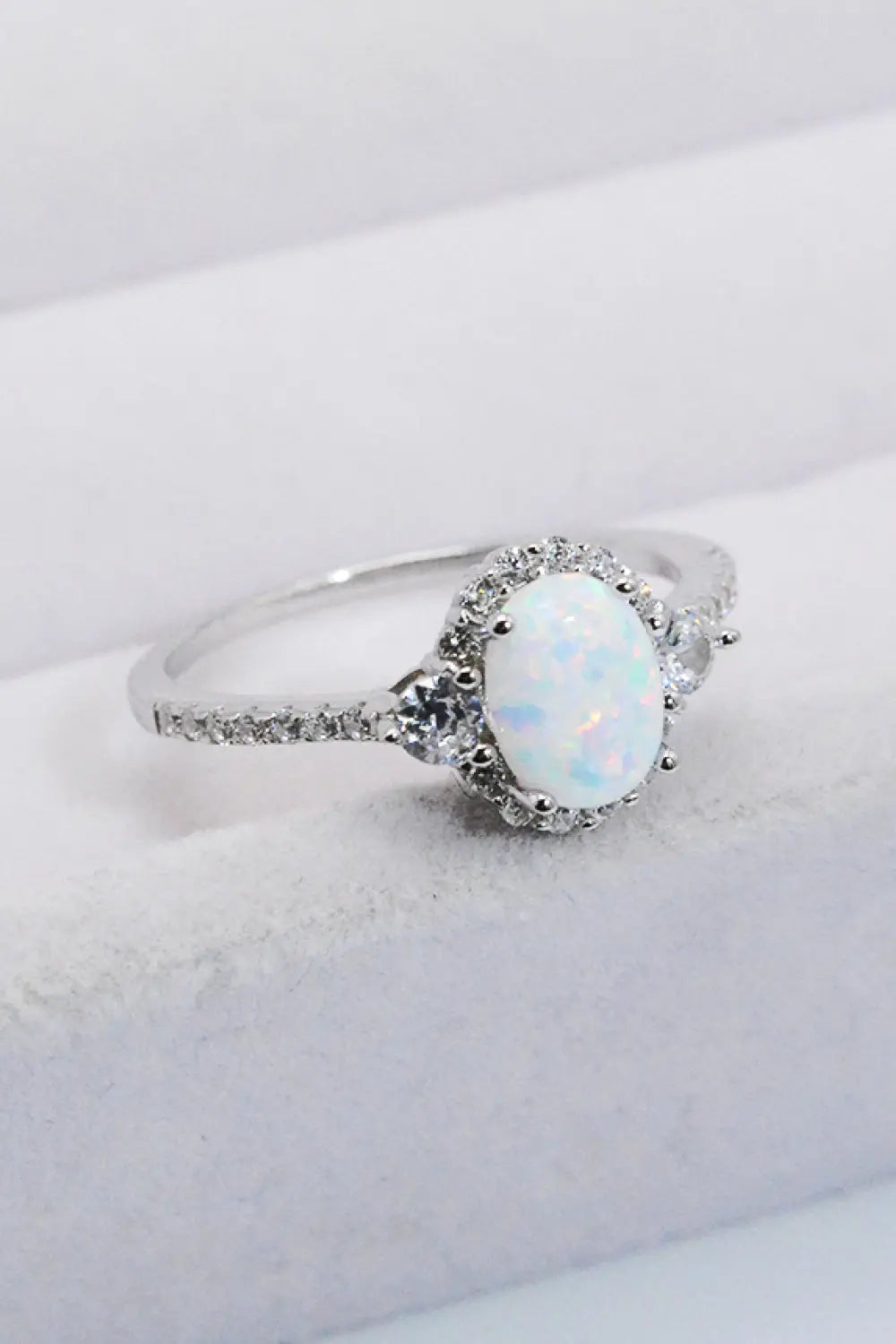 Lovcia 925 Sterling Silver Platinum-Plated Opal Ring-Rings-Opal-5-Opal