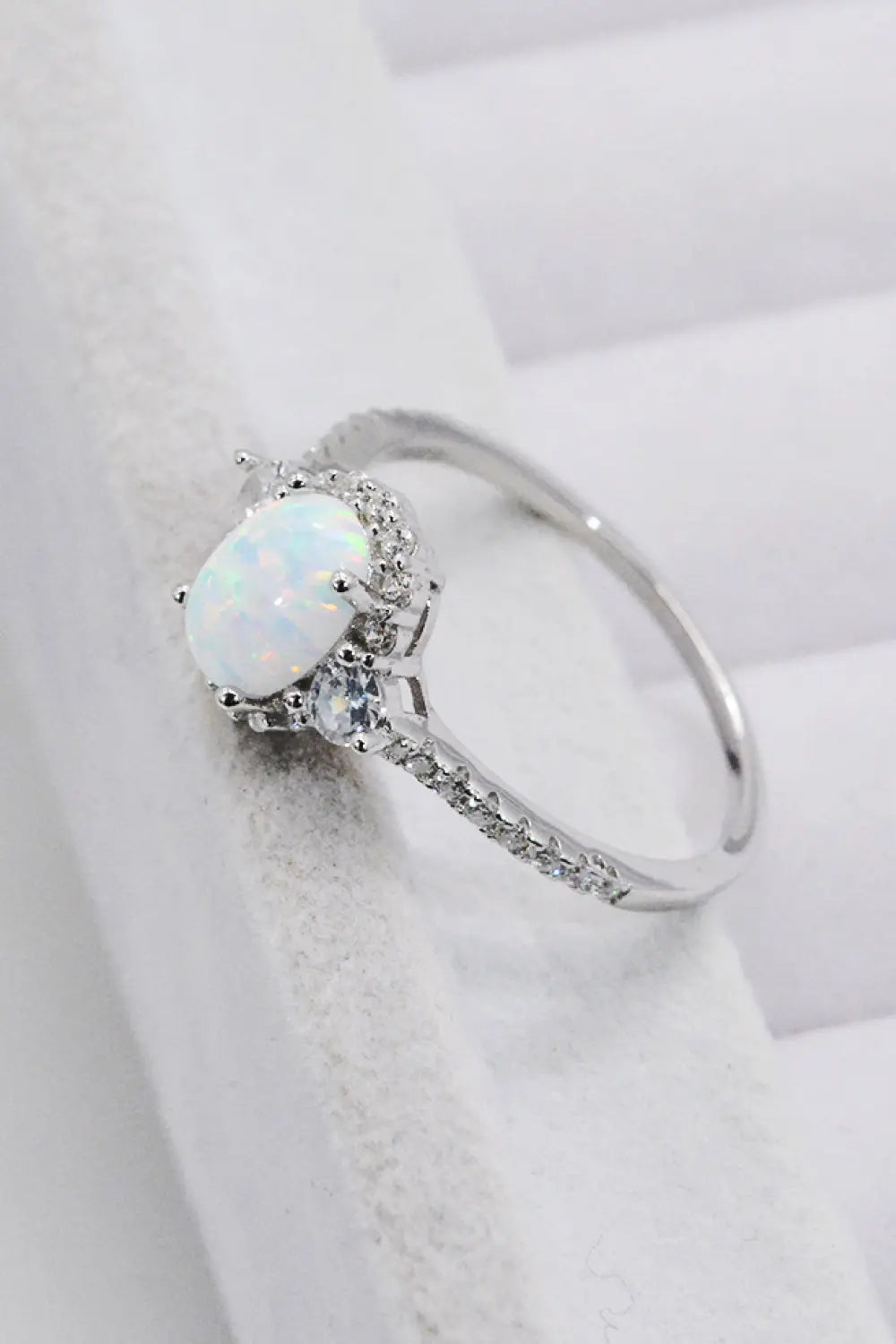 Lovcia 925 Sterling Silver Platinum-Plated Opal Ring-Rings-Opal-5-Opal