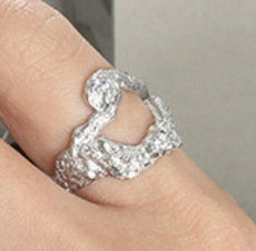 Lovcia 925 Sterling Silver Ring 18K Gold Plated Adjustable-Rings-Rhodium-Rhodium