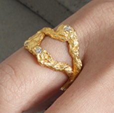 Lovcia 925 Sterling Silver Ring 18K Gold Plated Adjustable-Rings-Yellow Gold-