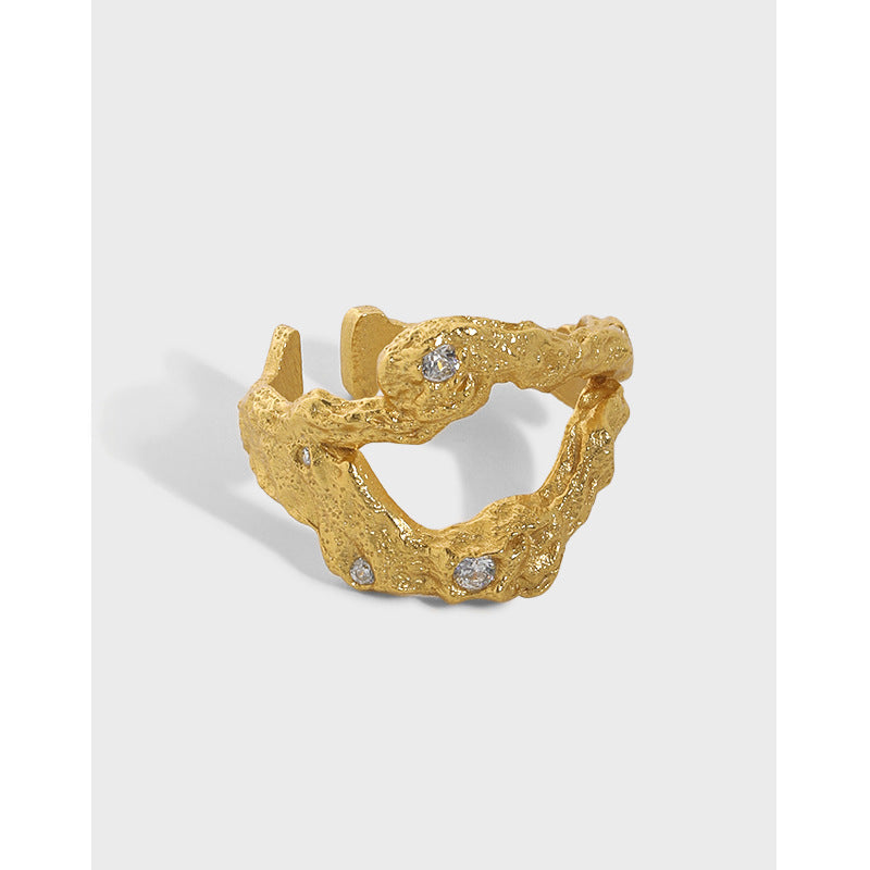 Lovcia 925 Sterling Silver Ring 18K Gold Plated Adjustable-Rings-Yellow Gold-Yellow Gold
