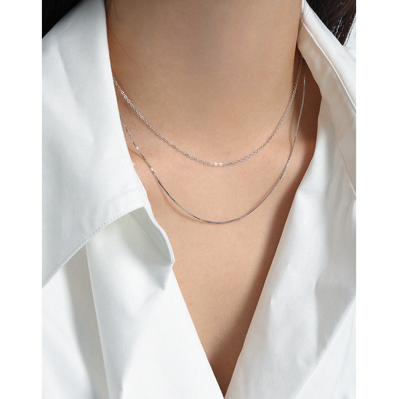 Lovcia 925 Sterling Silver Rolo Chain Necklace Adjustable-Necklaces-Rhodium-Rhodium