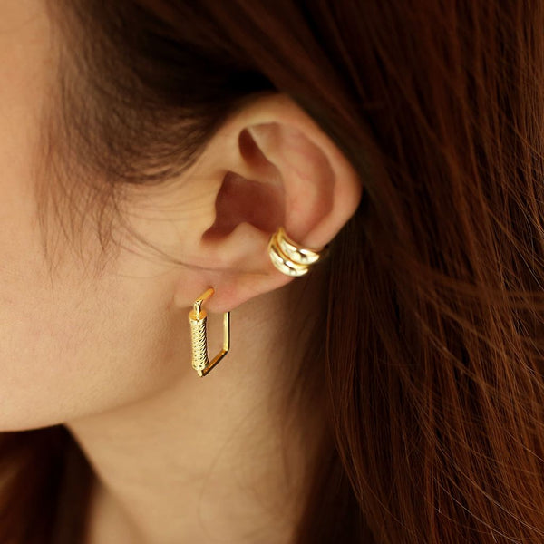 LOVCIA 925 Sterling Silver Roman-Inspired Geometric Dangling Earrings for Women with 18K Yellow Gold Plating