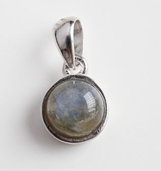 Lovcia 925 Sterling Silver Round Agate Malachite Pendant 7x14mm-Charms & Pendants-Anemousite-