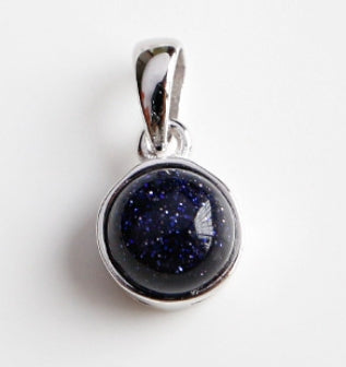 Lovcia 925 Sterling Silver Round Agate Malachite Pendant 7x14mm-Charms & Pendants-Blue Sand Stone-
