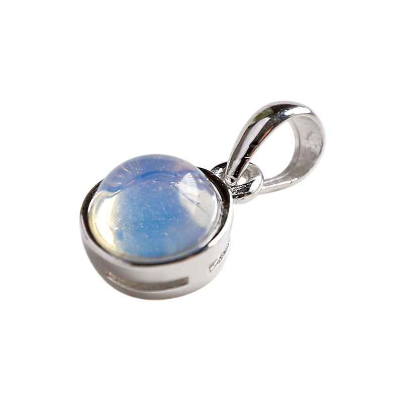 Lovcia 925 Sterling Silver Round Agate Malachite Pendant 7x14mm-Charms & Pendants-Red Crystal-
