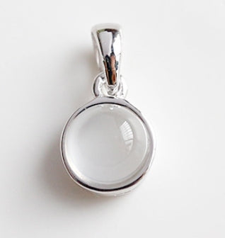 Lovcia 925 Sterling Silver Round Agate Malachite Pendant 7x14mm-Charms & Pendants-White Agate-