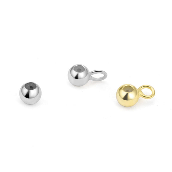 Lovcia 925 Sterling Silver Round Beads With Loop Gold 3–4mm-Jewelry Making Kits-Rose Gold-4mm No Ring (0.8 Hole)7#-Rose Gold