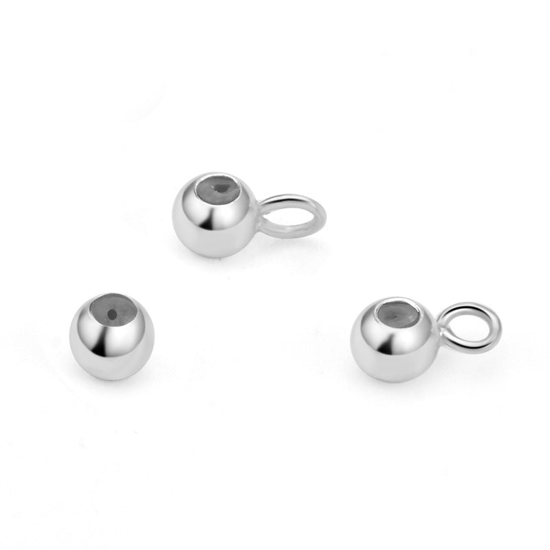 Lovcia 925 Sterling Silver Round Beads With Loop Gold 3–4mm-Jewelry Making Kits-Rose Gold-4mm No Ring (0.8 Hole)7#-Rose Gold