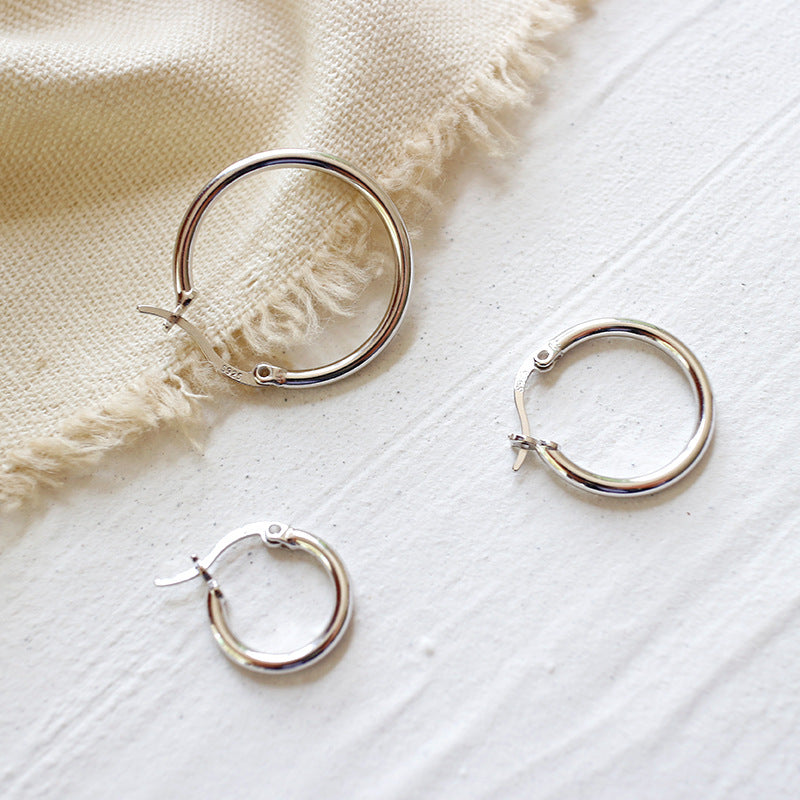 Lovcia 925 Sterling Silver Round Hoop Earrings 18mm-Earrings-23Mm-23Mm