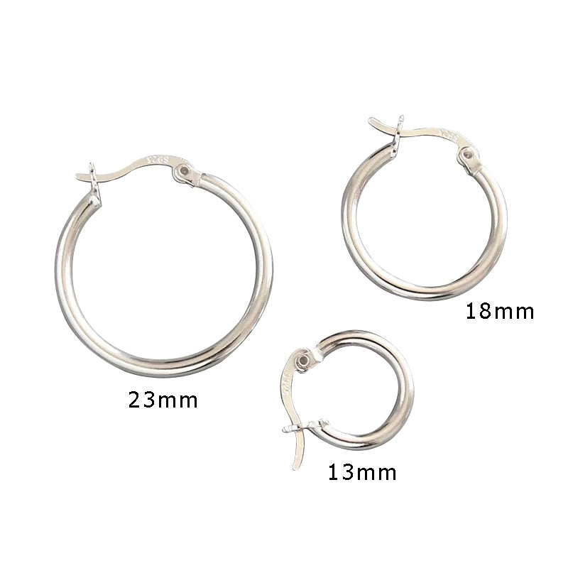Lovcia 925 Sterling Silver Round Hoop Earrings 18mm-Earrings-23Mm-23Mm