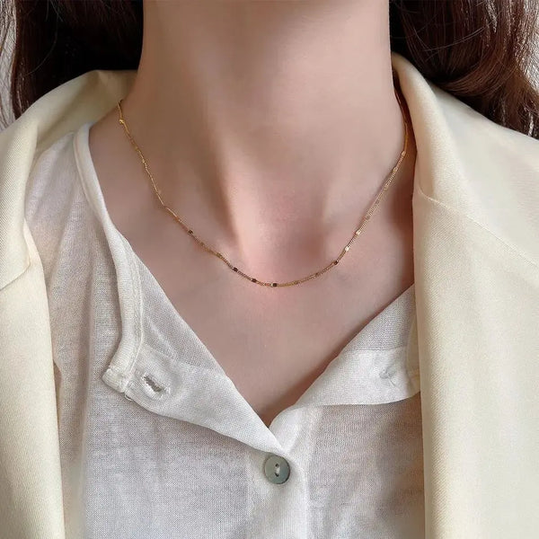 LOVCIA Fashion Round Sequin Chian 925 Sterling Silver Necklace