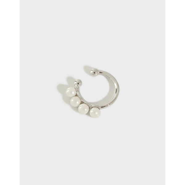 Lovcia 925 Sterling Silver Shell Pearl Hoop Earring 10mm-Earrings-Rhodium-