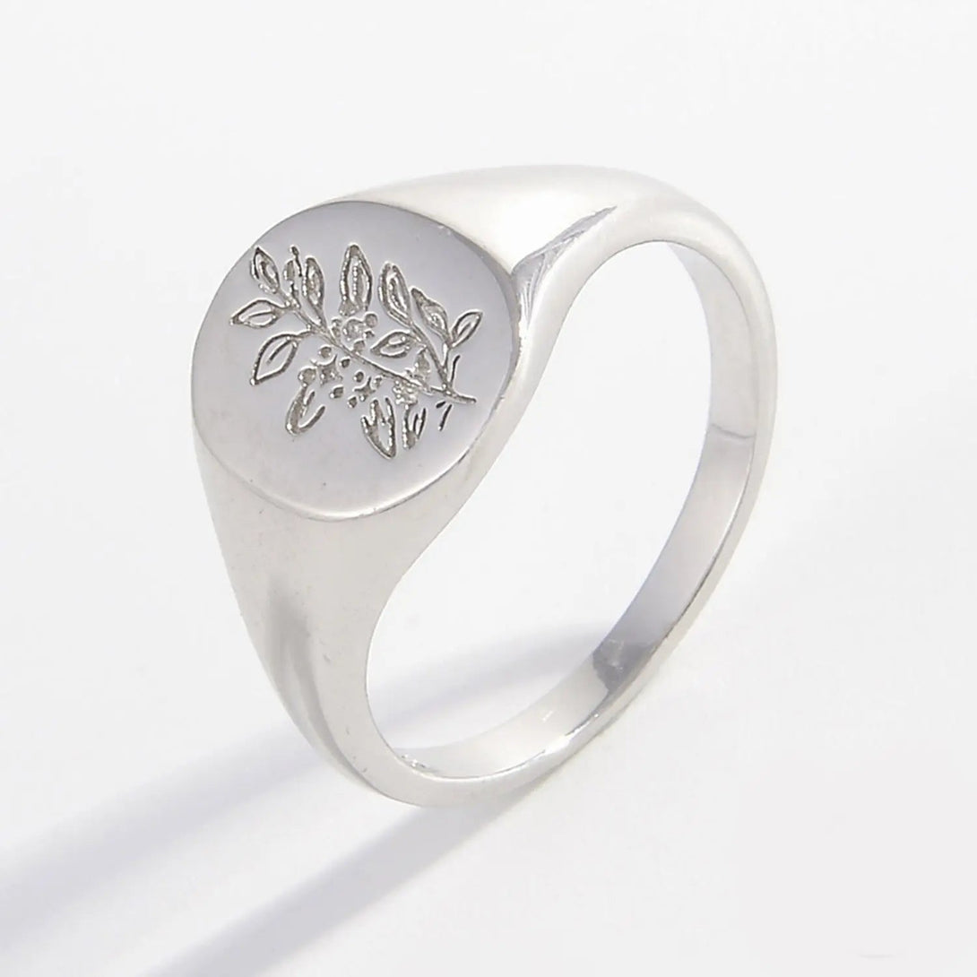 Lovcia 925 Sterling Silver Signet Ring-Rings-Silver-6-Silver