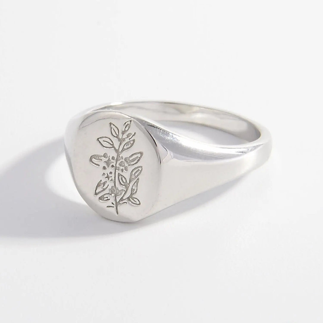 Lovcia 925 Sterling Silver Signet Ring-Rings-Silver-6-Silver