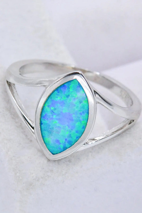Lovcia 925 Sterling Silver Split Shank Opal Ring-Rings-Sky Blue-6-Sky Blue