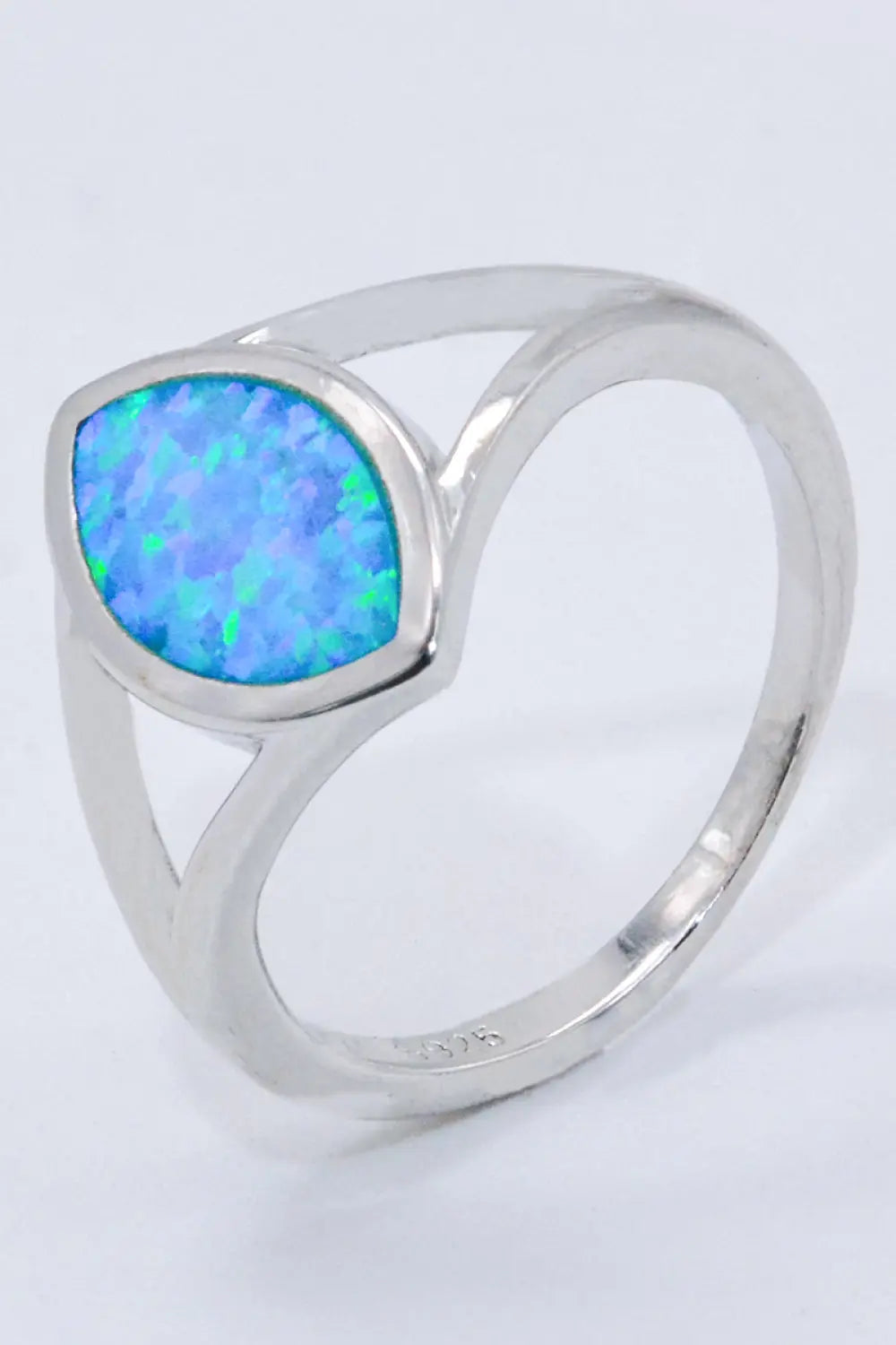 Lovcia 925 Sterling Silver Split Shank Opal Ring-Rings-Sky Blue-6-Sky Blue