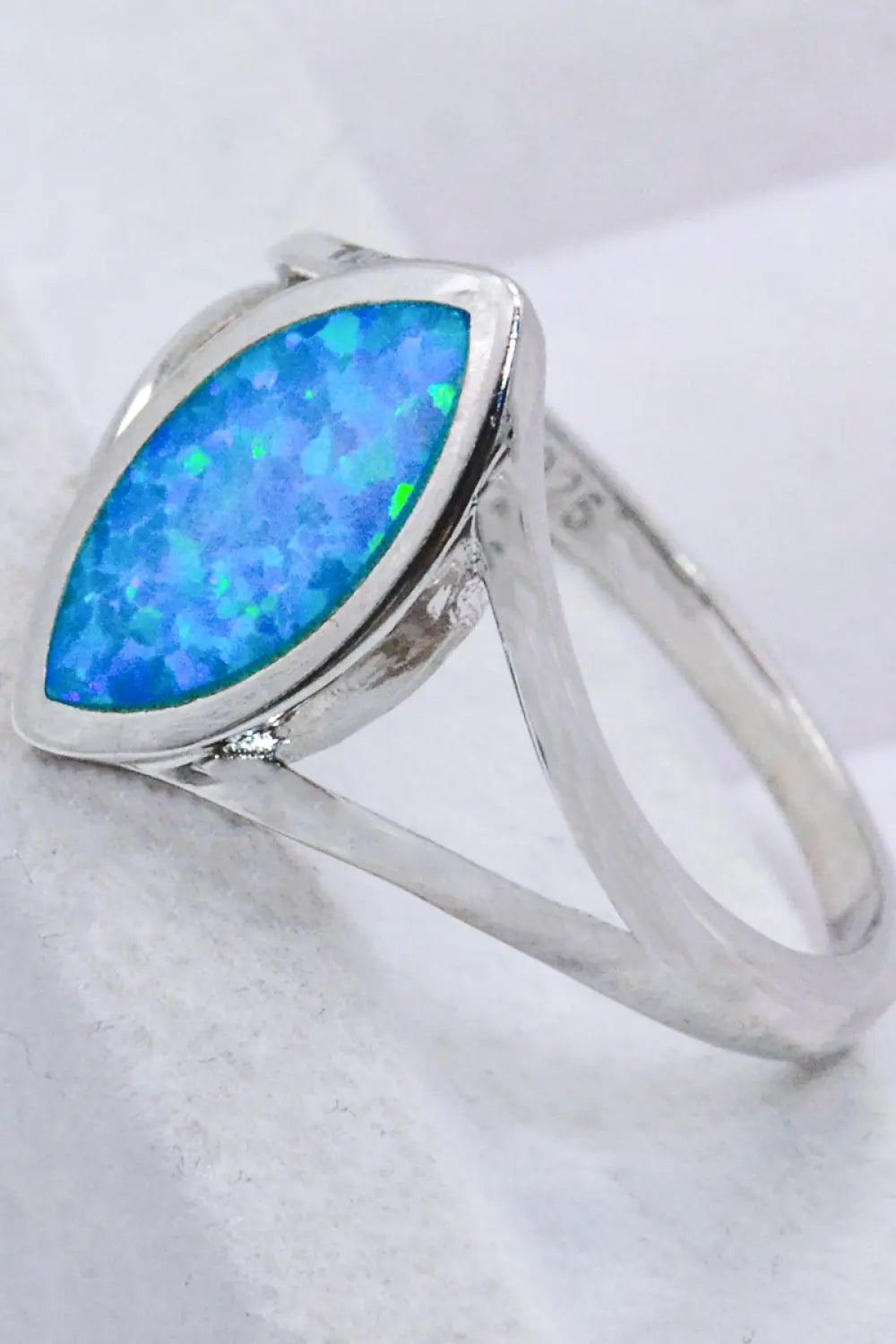 Lovcia 925 Sterling Silver Split Shank Opal Ring-Rings-Sky Blue-6-Sky Blue