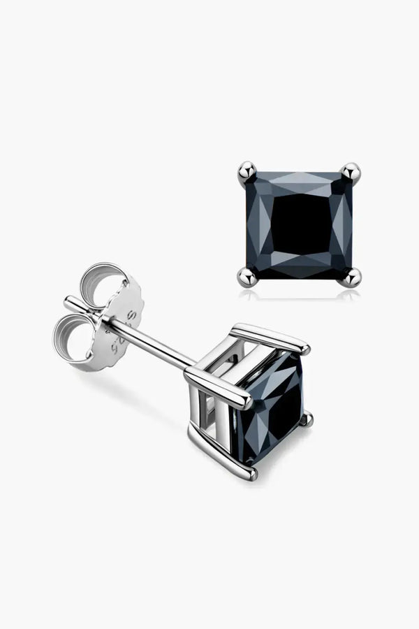 Lovcia 925 Sterling Silver Square Moissanite Stud Earrings-Earrings-Black-One Size-Black