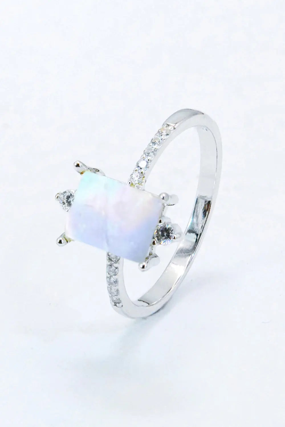 Lovcia 925 Sterling Silver Square Moonstone Ring-Rings-Moonstone-6-Moonstone