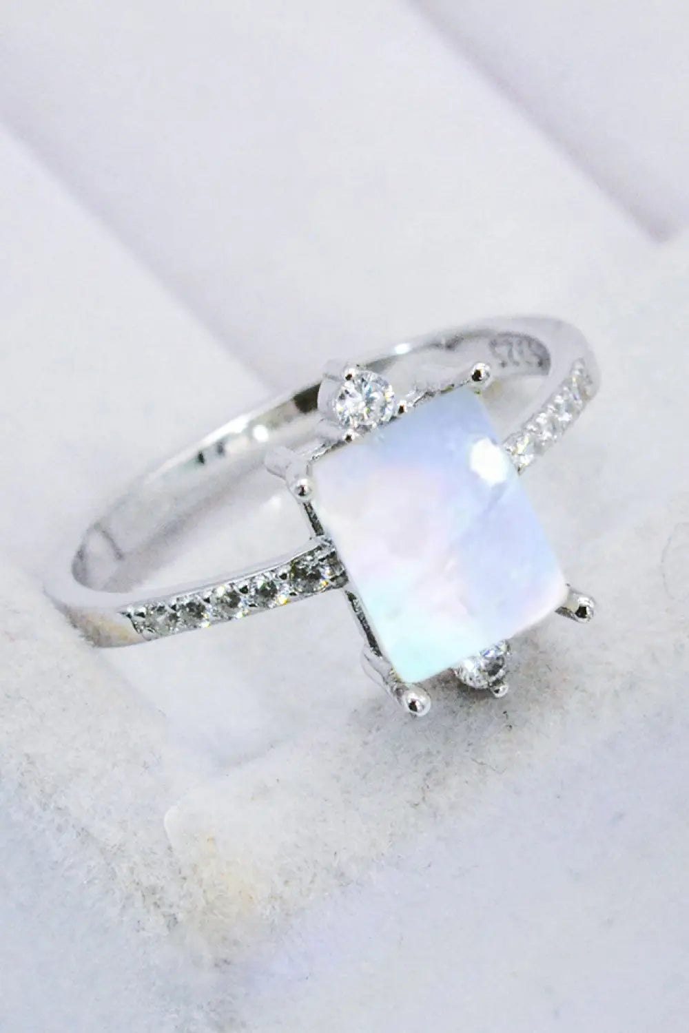 Lovcia 925 Sterling Silver Square Moonstone Ring-Rings-Moonstone-6-Moonstone