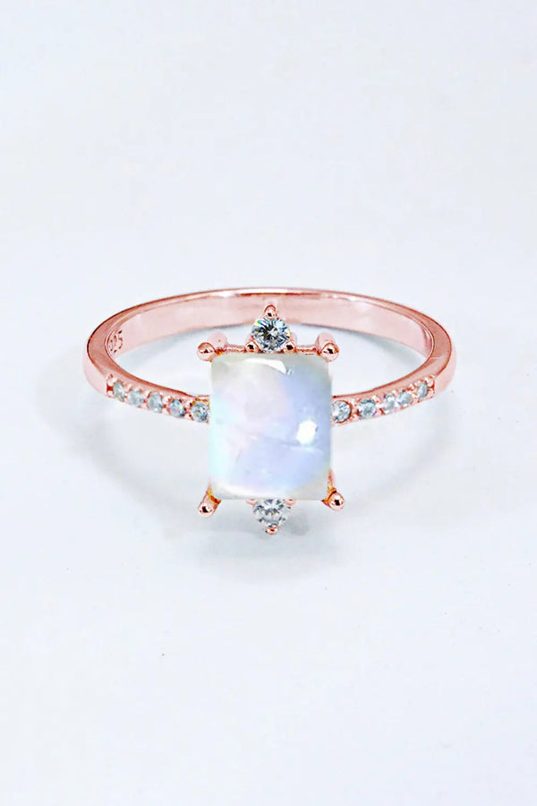 Lovcia 925 Sterling Silver Square Moonstone Ring-Rings-Rose Gold-6-Rose Gold