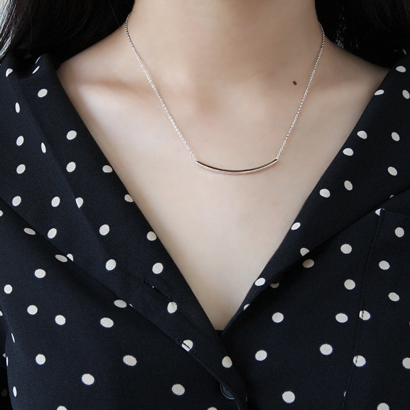 Lovcia 925 Sterling Silver Square Tube Necklace 39 to 44 cm-Necklaces-Rhodium-Rhodium