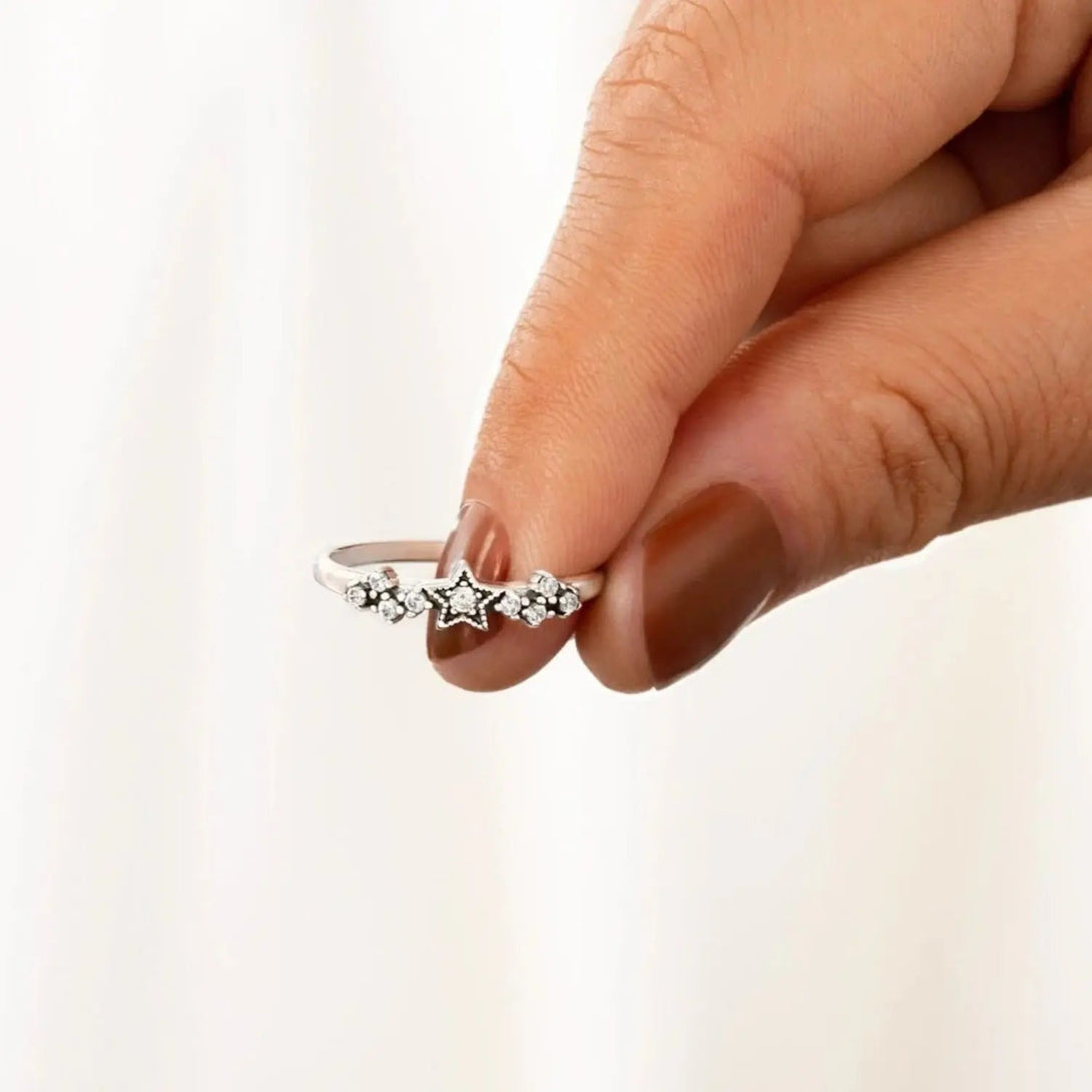 Lovcia 925 Sterling Silver Star Ring-Rings-Silver-6-Silver
