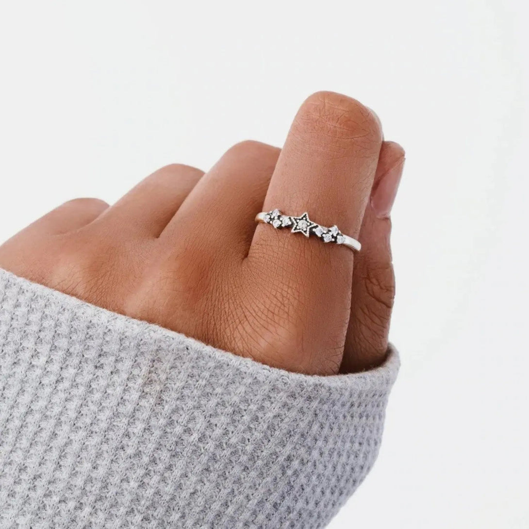 Lovcia 925 Sterling Silver Star Ring-Rings-Silver-6-Silver