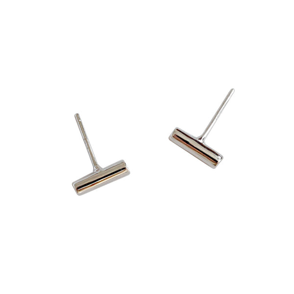 Lovcia 925 Sterling Silver Stud Earrings 3x10mm Cylinders-Earrings-Rhodium-