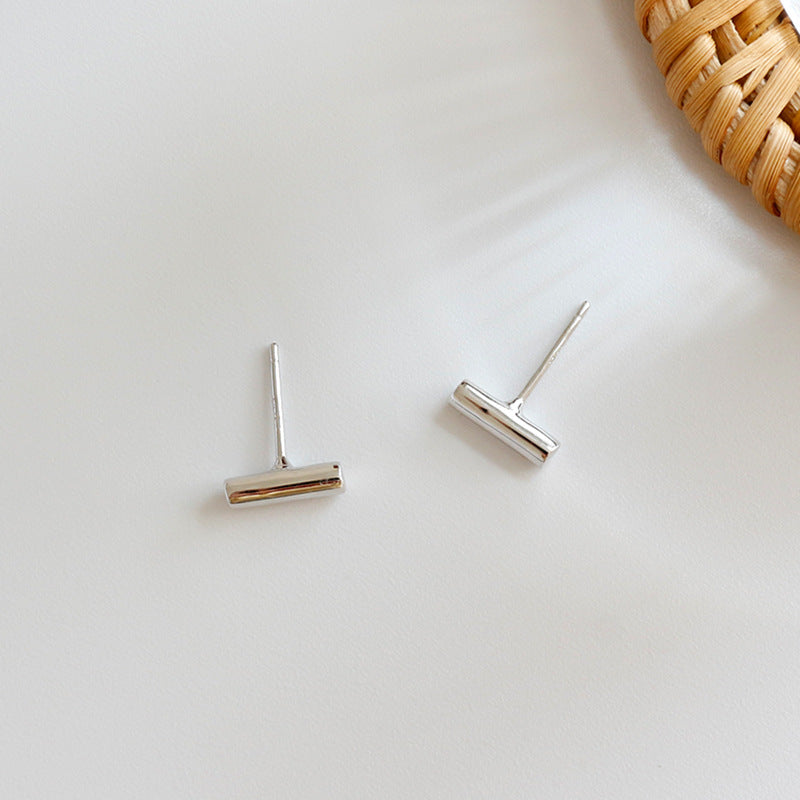 Lovcia 925 Sterling Silver Stud Earrings 3x10mm Cylinders-Earrings-Rhodium-