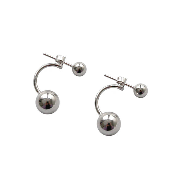 Lovcia 925 Sterling Silver Stud Earrings Round Beads 5mm-Earrings-Rhodium-