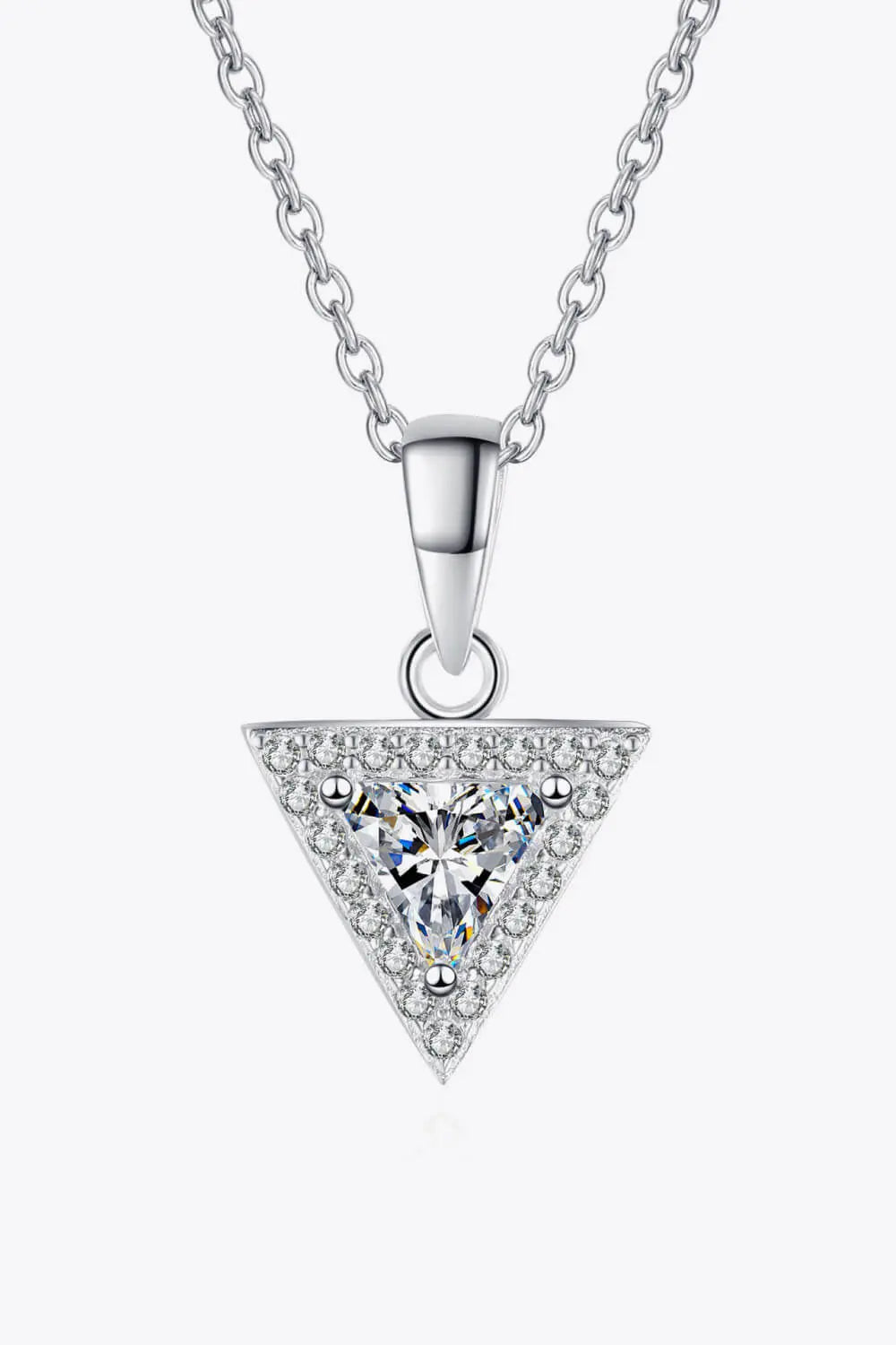Lovcia 925 Sterling Silver Triangle Moissanite Pendant Necklace-Necklaces-Silver-One Size-Silver